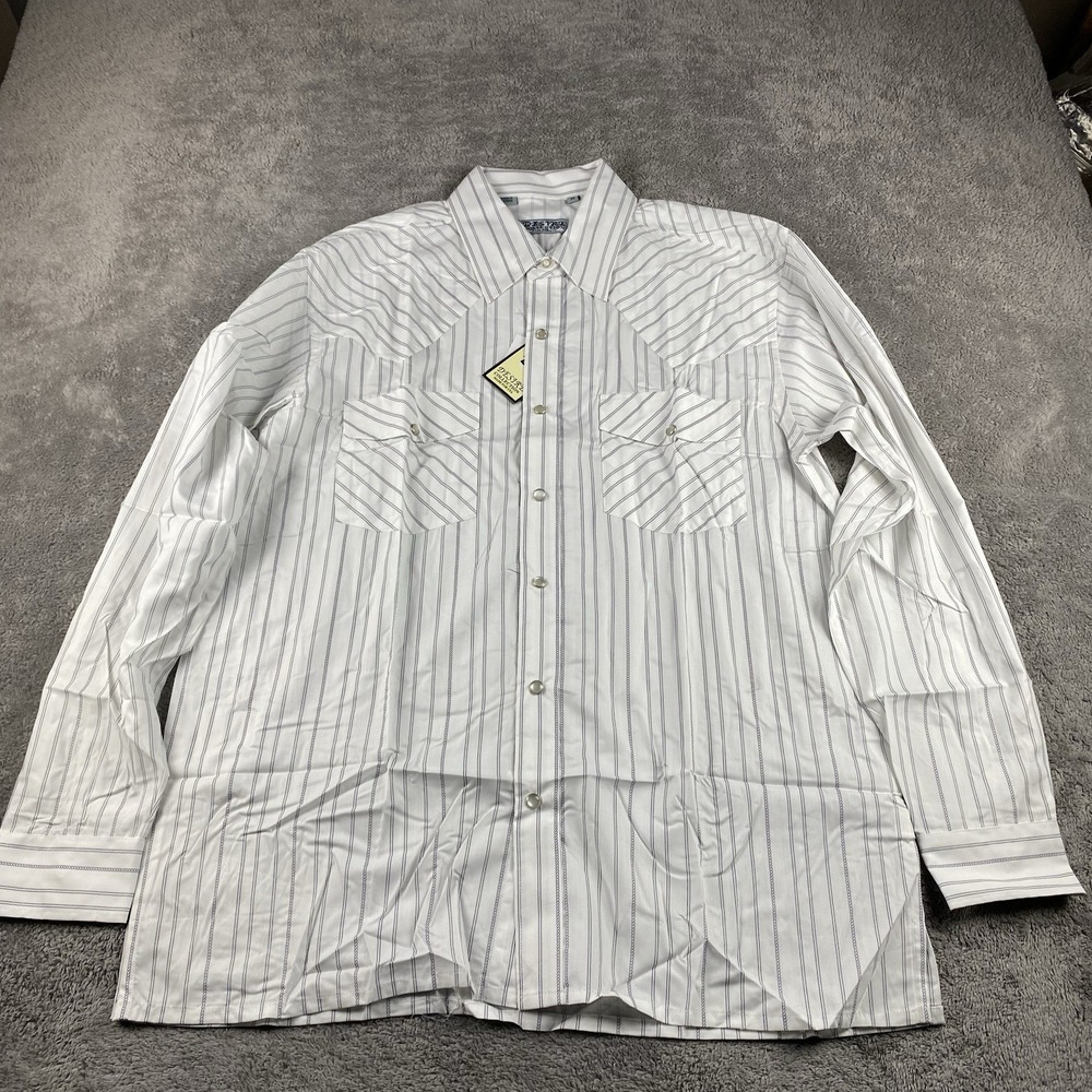 Desire Collection Long‎ Sleeve Dress Shirt Mens Medium White Gray Stripes NWT